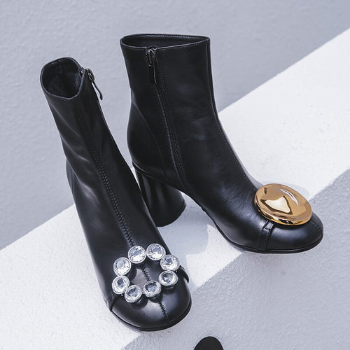 Women's Stylish Ornament Design Ankle Boots
