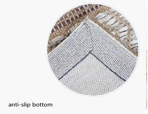 Stripe Tweed Rope Leather Skin Design Area Rug