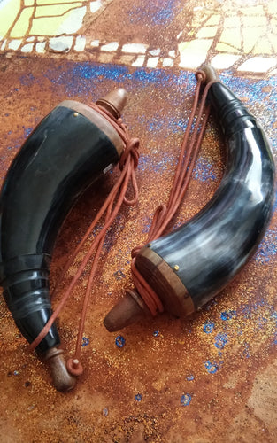 Best Hand Carved  Black Horn  Gun Powder Pouch  - Ailime Designs