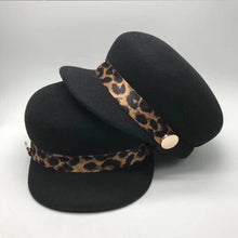 Load image into Gallery viewer, Cool Vintage Style Leopard Newsboy Black Caps - Ailime Designs