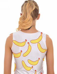 Sleeveless Scoop neck Banana Print Crop Tops - Ailime Designs
