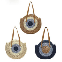 Load image into Gallery viewer, Women&#39;s Oval Multi Colored Straw Handbags