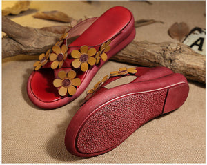 Women's 100% Genuine Handmade Floral Design Slip-on's Shoes - Ailime Designs