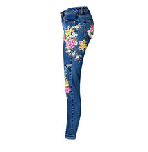 Load image into Gallery viewer, Women&#39;s Floral Embroidery Straight Leg Design Denim Jeans  w/ Pockets - Ailime Designs