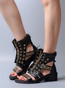 Women's Ringlet Design Genuine Leather Shoe Boots
