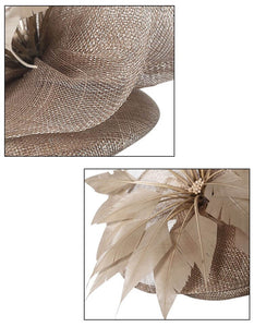 Leaf Design Women's Classy Style Sinamay Linen Fascinator Hats - Ailime Designs