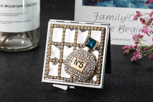 Adorable Square-Shape Pearl & Crystal Design Compact Mirrors - Ailime Designs