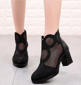 Women's Genuine Leather Ankle Mesh Boots - Ailime Designs