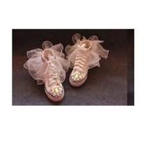 Load image into Gallery viewer, Women&#39;s Tulle Ruffle Trim &amp; Crystal Design Tennis Shoes