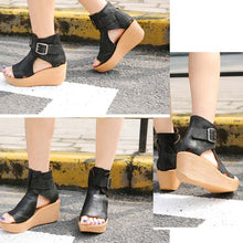 Load image into Gallery viewer, Women&#39;s Ankle Strap Wedge Sandals - Ailime Designs