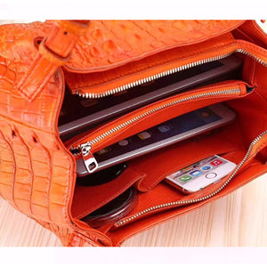 100% Genuine Orange Crocodile Leather Skin Handbags - Ailime Designs