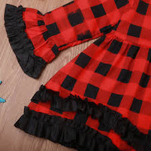 Load image into Gallery viewer, Children&#39;s Red Plaid Ruffle Trim Dresses - Ailime Designs - Ailime Designs