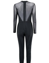Load image into Gallery viewer, Sheer Hollow-out Long Sleeve Design Black Chic Jumpsuits