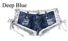 Load image into Gallery viewer, Women&#39;s Micro Mini Lace Tie Distressed Denim Jean Hot Pants Shorts - Ailime Designs