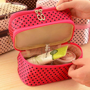 Double Zipper Polka Dot Design Cosmetic Totes – Ailime Designs