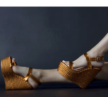 Load image into Gallery viewer, Women&#39;s Sexy Metallic Platform Wedge Sandals