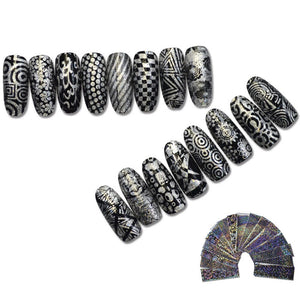 Geometric Foil Nail Art Decals 16pc Set - Ailime Designs - Ailime Designs