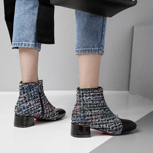 Women's Woven Design Ankle Boots - Ailime Designs