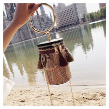 Load image into Gallery viewer, Women&#39;s Tassel Cylindrical Design Woven Purses