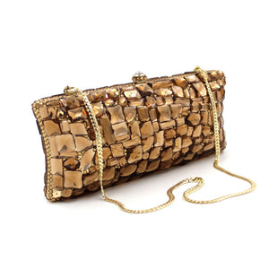 Crackle Gold Stone Design Evening Bags - Ailime Designs