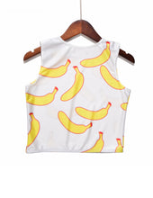 Load image into Gallery viewer, Sleeveless Scoop neck Banana Print Crop Tops - Ailime Designs