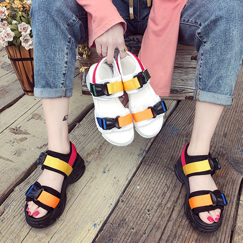 Women's Stylish Summer Buckle Design Platform Sandals
