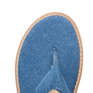 Women's Denim Toe-Sling Design Flat Sandals