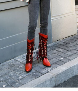 Women's Genuine Leather Fringe Design Boots