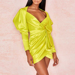 Women's Iridescence Puff Sleeve Design Mini Dress - Ailime Designs