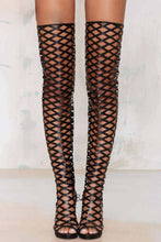 Load image into Gallery viewer, Women&#39;s Window Pane Design Thigh High Boots