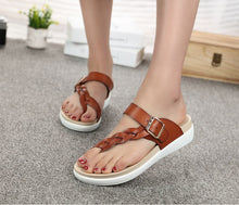 Load image into Gallery viewer, Women&#39;s Sassy Braid Design Flat Genuine Leather Slip-on Sandals - Ailime Designs