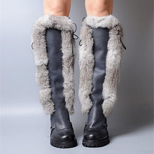 Load image into Gallery viewer, Women&#39;s Fur Trim Design Knee-High Leather Skin Boots