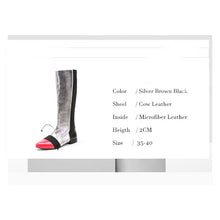 Load image into Gallery viewer, Women&#39;s Stylish Block Print Design Leather Skin Boots w/ Flat Heels