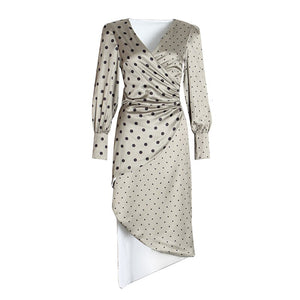 Women's Classic Polka Dot Design Dresses w/ Sash Fringe Tie