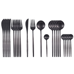 24Pcs 18/10 Stainless Steel Dinnerware Set - Ailime Designs