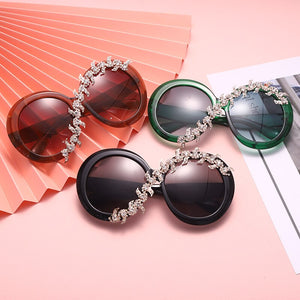 Women's Elegant Rhinestone Rounded Sunglasses - Ailime Designs