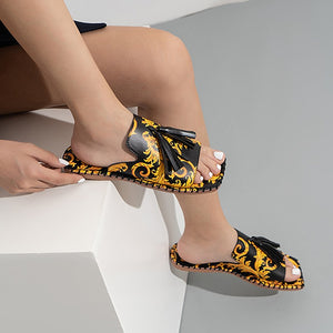 Women's Summer Scroll Leaf Design Sandals - Ailime Designs