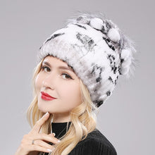 Load image into Gallery viewer, Women&#39;s Soft Warm Rex Rabbit Knit Fur Caps - Ailime Designs