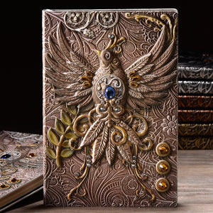 Retro Embossed Phoenix Bird Design Planner Books - Ailime Designs