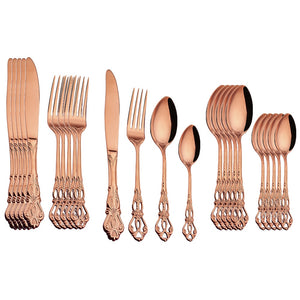 24pcs Cutlery Set Gold Dinnerware - Ailime Designs
