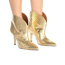 Load image into Gallery viewer, Chic Style Women&#39;s Croc &amp; Zebra Design Metallic Ankle Boots - Ailime Designs