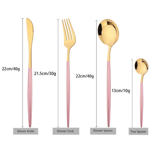 24Pcs Pink Gold Stainless Steel Flatware Set - Ailime Designs