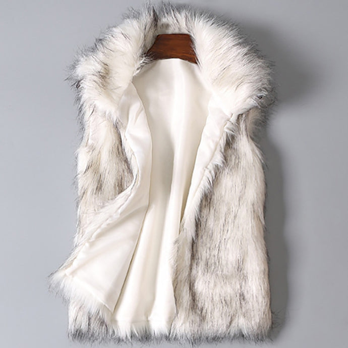 Fluffy Warm White Faux Fur Fox Design Vests - Ailime Designs