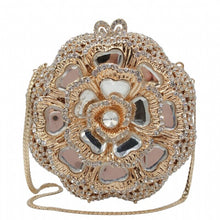 Load image into Gallery viewer, Glass Inlay Rose Bud Crystal Design Evening bags - Ailime Designs