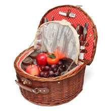 Load image into Gallery viewer, Wicker Picnic Basket Hamper -Dinnerware &amp; Flatware Set Outdoor Accessories - Ailime Designs