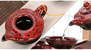 7 pc/Set Porcelain Glazed Marble Design Hot Tea Pot Sets – Kitchen Appliances - Ailime Designs