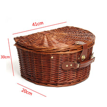 Load image into Gallery viewer, Wicker Picnic Basket Hamper -Dinnerware &amp; Flatware Set Outdoor Accessories - Ailime Designs