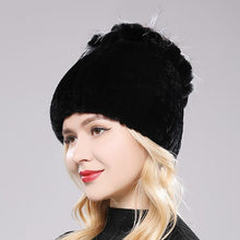 Load image into Gallery viewer, Women&#39;s Soft Warm Rex Rabbit Knit Fur Caps - Ailime Designs