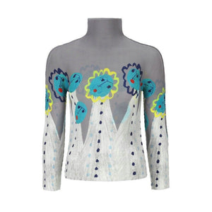 Beautiful Stretch Multi-color Long Sleeve Polyester Tops - Ailime Designs