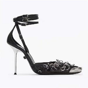 Women Stylish Black Sling-Back High Heels - Ailime Designs